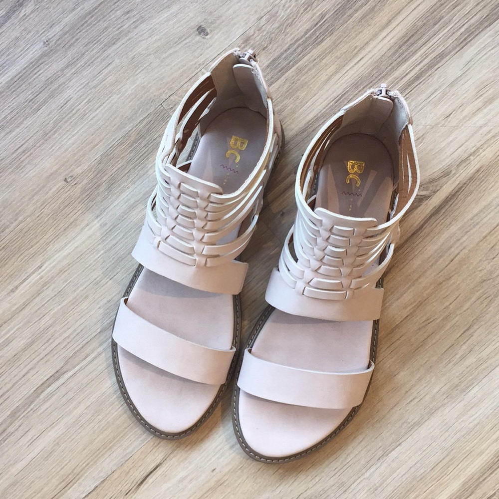 NWT, never worn, nude strappy vegan sandals.
